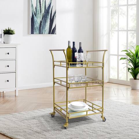FirsTime & Co. Gold Isabella Square Mid-Century Modern Bar Cart, Metal
