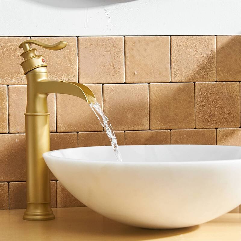Waterfall Bathroom Vessel Faucet With Drain Assembly Single Handle Bathroon Vessel Sink Faucets One Hole Basin Vanity High Taps