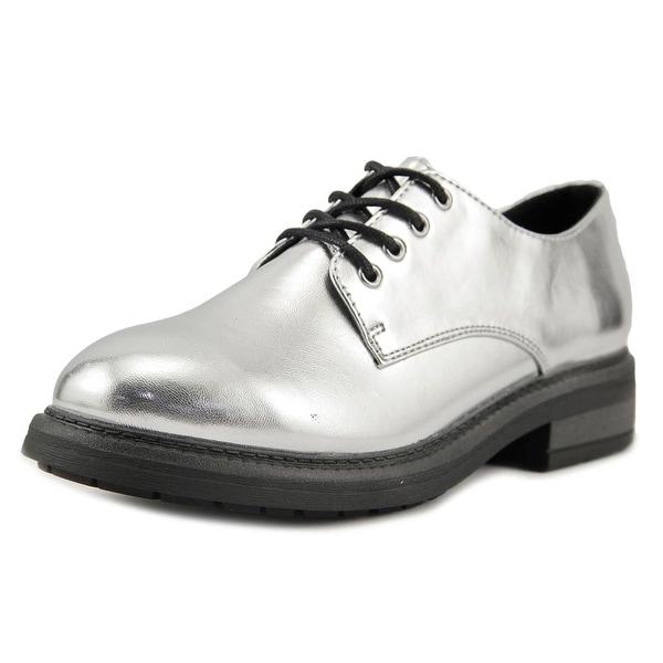 silver metallic oxfords