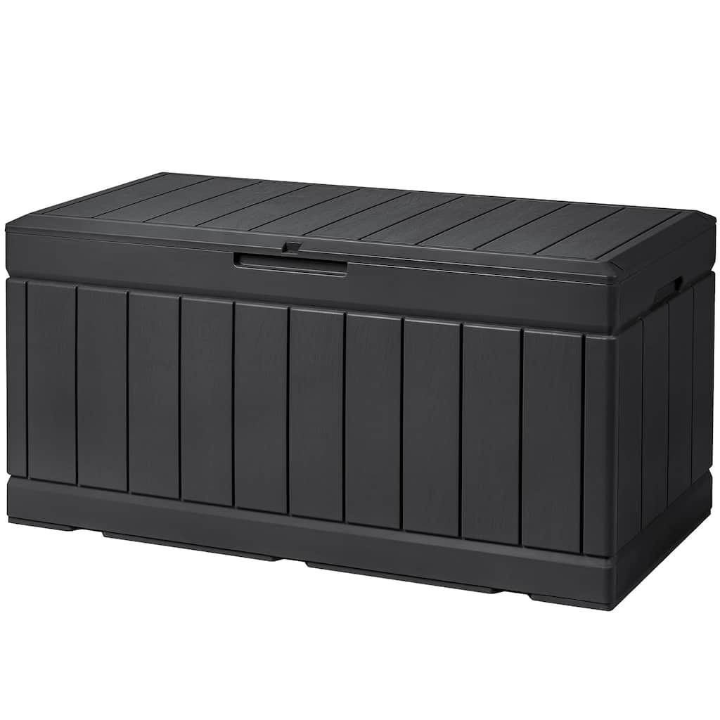 85 Gallon Deck Box Lockable Resin Outdoor Storage Box waterproof Outdoor Container for Patio Furniture Cushions