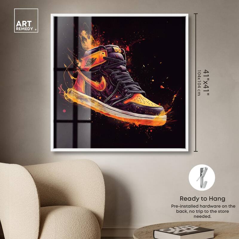 Jumpman on Fire II Shadowbox by Art Remedy