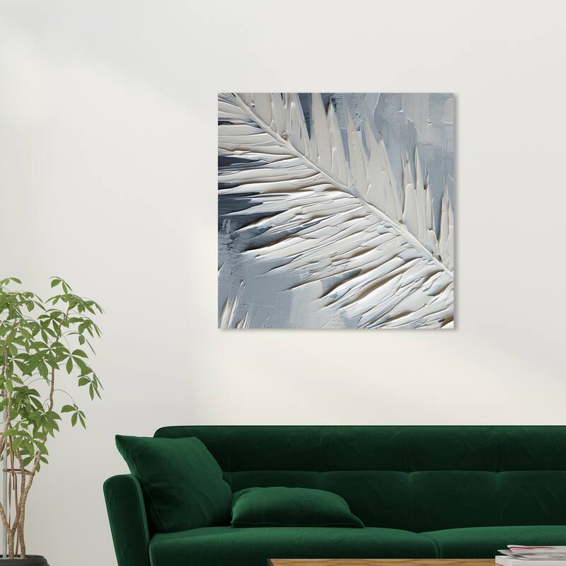 Wynwood Studio Canvas Abstract A Feather of my Wings White and Light Gray Modern & Contemporary Wall Art Canvas Print - 30 x 30