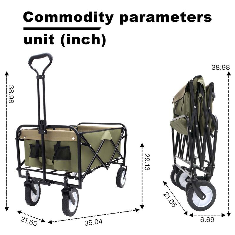 3.1 cu ft. Steel Foldable Wagon Cart with strapping system