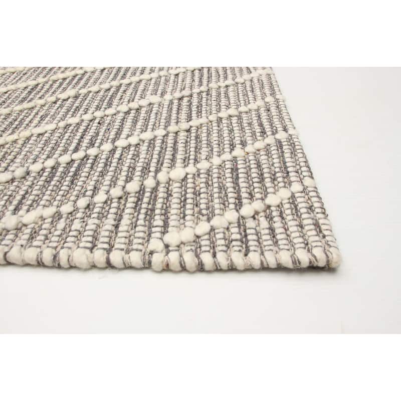 ECARPETGALLERY Braid weave Sienna Grey Wool Rug - 5'2 x 7'10