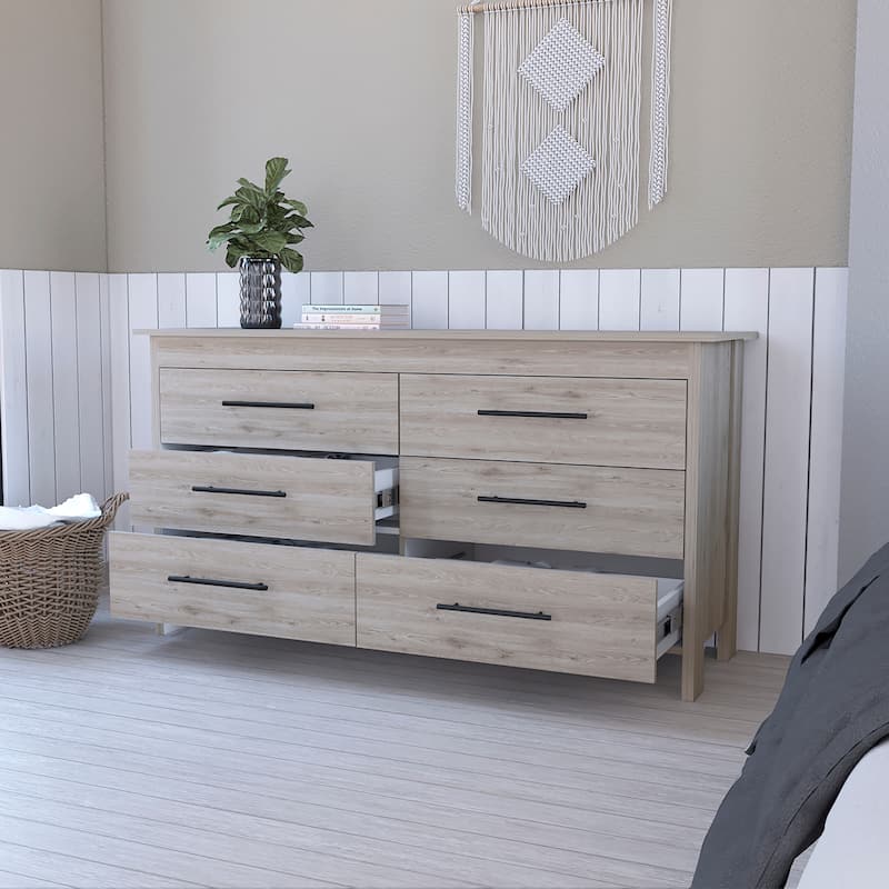 Southington 6-Drawer Rectangle Dresser - Light Gray