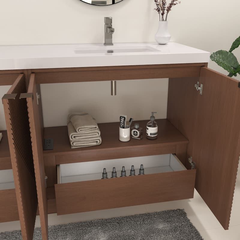 Milano 72" Freestanding Bathroom Vanity with Double White Sink