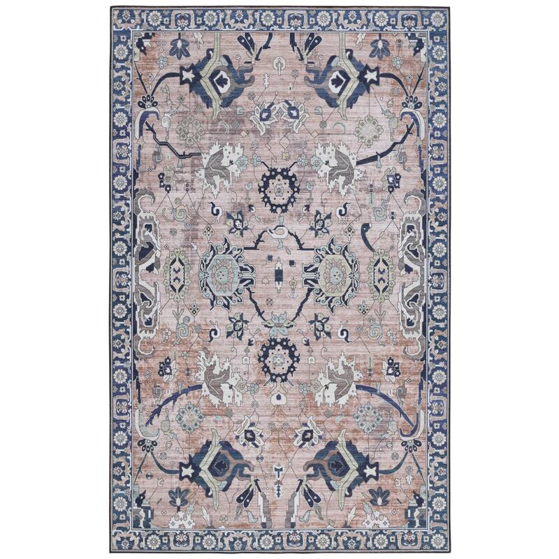SAFAVIEH Tucson Easter Transitional Machine Washable Rug - 3' x 5' - Light Blue/Navy