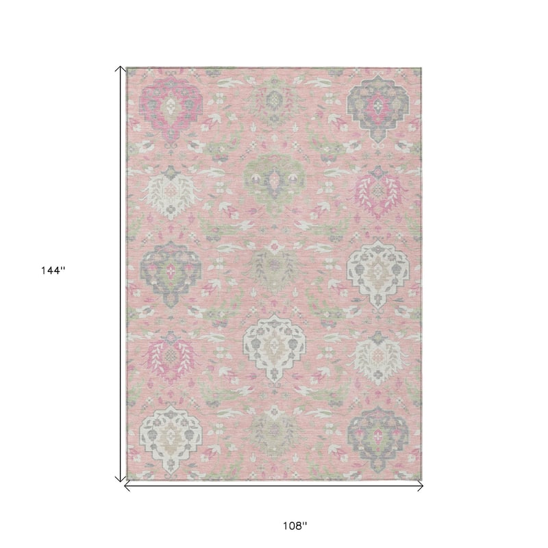 HomeRoots Damask Traditional Rectangle Outdoor Rug