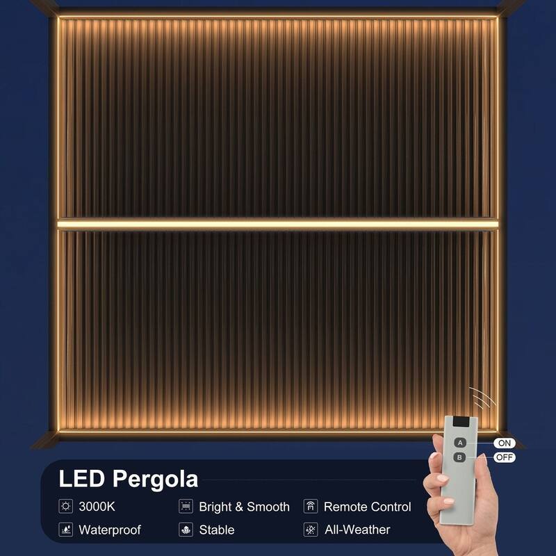 PURPLE LEAF Bronze Louvered Pergola Accessories Roller Blinds, Strip Light and Shutter Wall(Pergola Not Included)