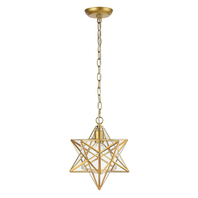 Lynn Moravian Star Metal/Clear Glass LED Pendant, by JONATHAN Y - 1 Light
