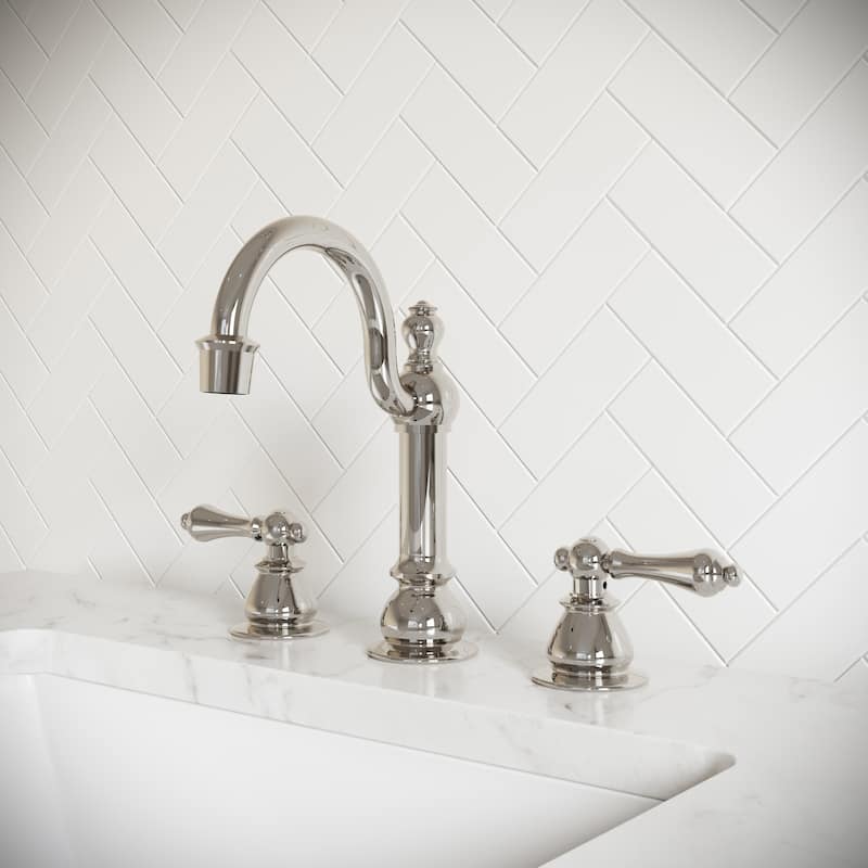 Widespread Lavatory Faucets with Pop-Up Drain in Polished Nickel (PVD) Finish with Metal Lever Handles - Lever Handles