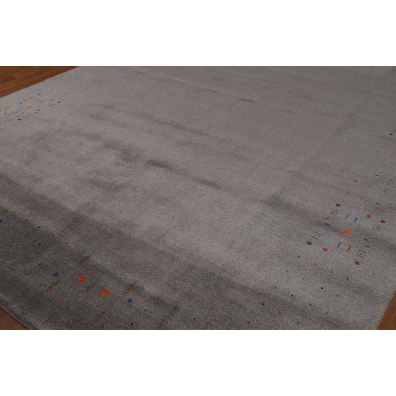 Hand Knotted Oriental 100% Wool Carpet Tribal Animal Pictorial Greys & Charcoal Gabbeh Area Rug - 10' 1'' X 8' 1''