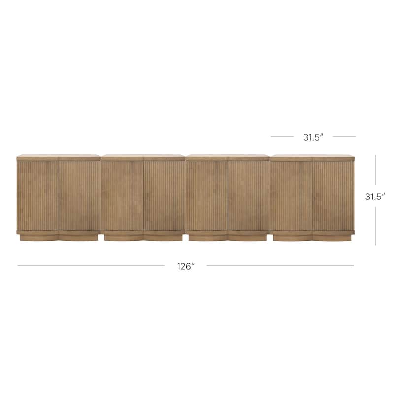 Tambellini Mid Century Modern Accent Cabinet with Doors or Media Storage Cabinet for Living Room with Solid Wood Base