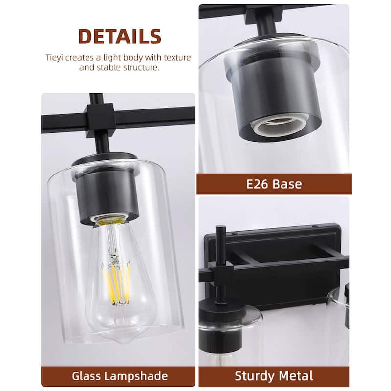 Jasper Black Clear Glass 6-Light Bathroom Vanity Light