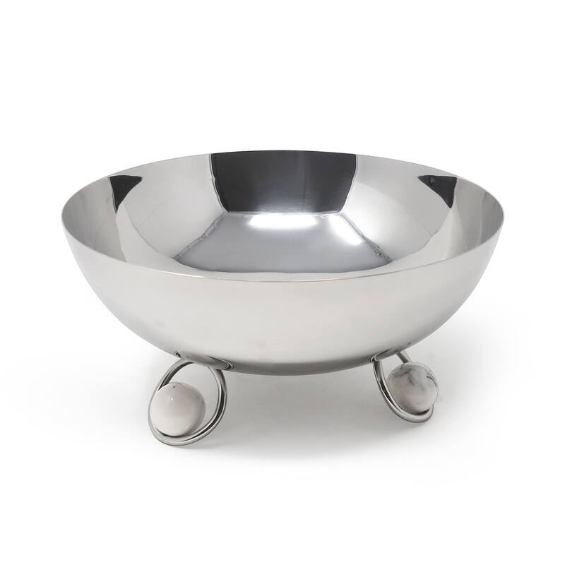 Salad Bowl Silver Inner Gold Outer with Ball Legs