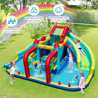 Inflatable Outdoor Kids Water Slide with Slides Bounce Area Shooting Games and Obstacle Challenges