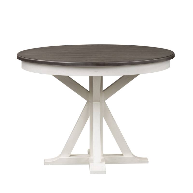 Allyson Park Wirebrushed White 5 Piece Pedestal Table Set