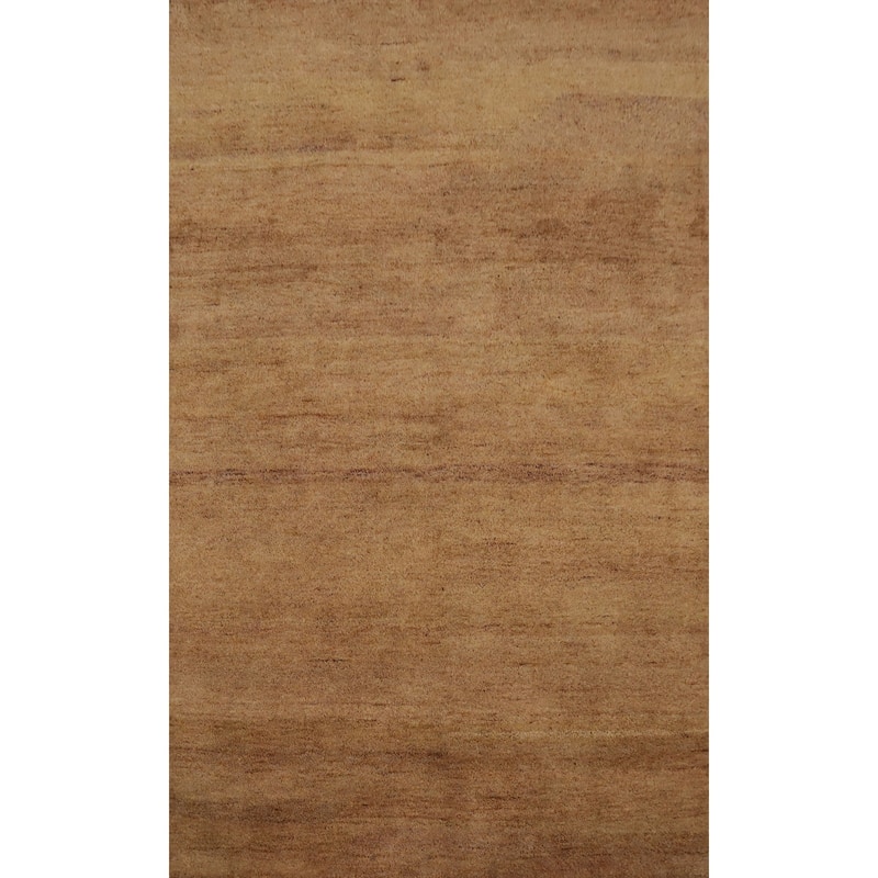 Hand Knotted Oriental 100% Wool Carpet Modern Solid Brown Gabbeh Area Rug - 7' 8'' X 5' 2''