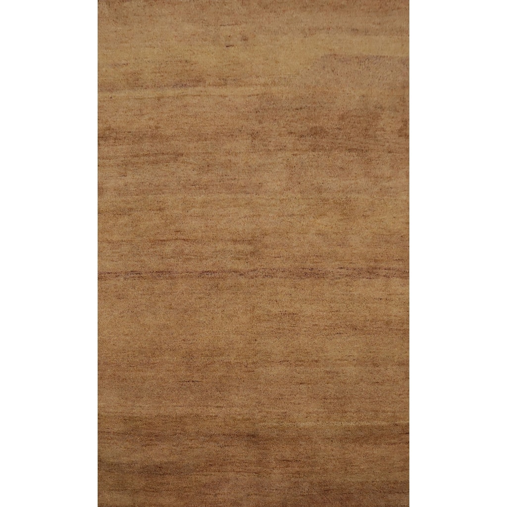 Hand Knotted Oriental 100% Wool Carpet Modern Solid Brown Gabbeh Area Rug - 7' 8'' X 5' 2''