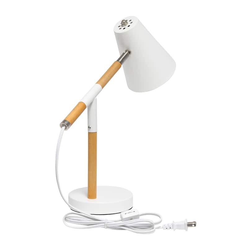 15.5" Nordic Adjustable Wood Arm Desk Lamp, Modern Table Light , Office, Bedroom, Living Room - 16.75” x 5.50” x 15.50”