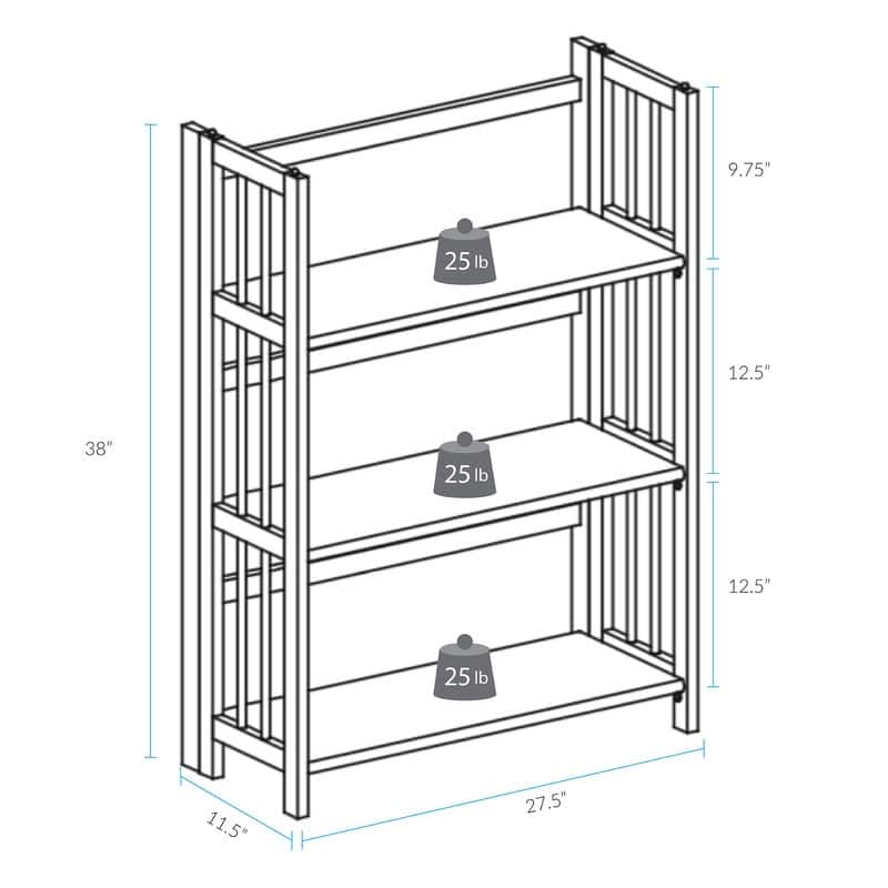 Porch & Den Edgemont 100% Solid Wood Folding Stackable 27.5-inch Bookcase