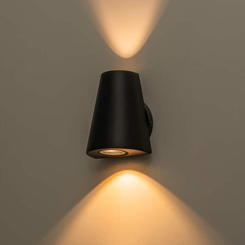 2-Light Outdoor Integrated LED Wall Sconce - H4.92" x W6.3"