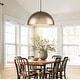 preview thumbnail 3 of 12, 1-Light Industrial Vintage Distressed Brass with Gold Leaf Dome Pot Lid Pendant Light/ Gold Kitchen Island Lighting