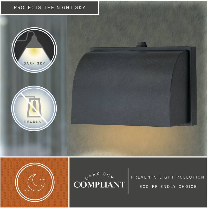 Walsh 4.75 in. H 1-Light Warm Brass Dusk to Dawn Modern Outdoor Wall Sconce, Metal Shade, Dark Sky, Wall Mount Fixture