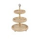preview thumbnail 2 of 4, Light Brown Washed Wood 3 Tier Farmhouse Round Server Display Tray - 17 x 17 x 24Round