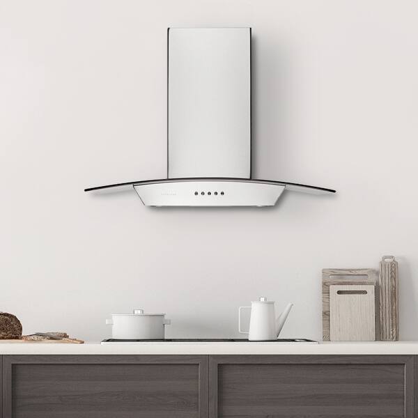 Shop Hauslane Wm 630 Wall Mount Temperd Glass Range Hood 3 Speeds Halogen Aluminum Filters Convertible Stainless Steel Overstock 31249432