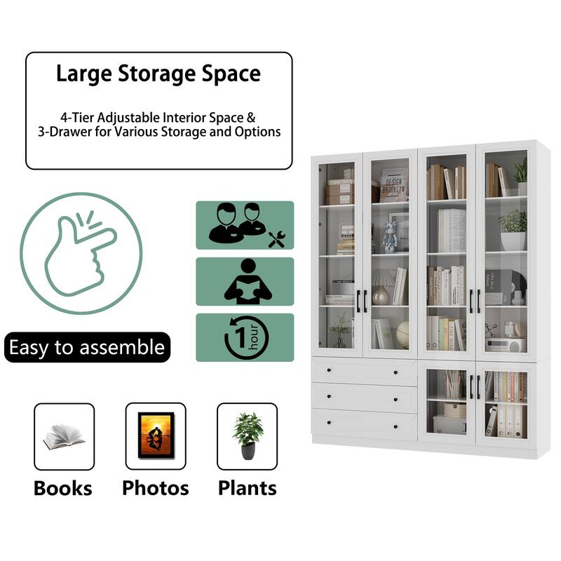 Organizer Eco-Friendly Accent Light Strip Bookshelves Display Cabinet - 63"x78.7“