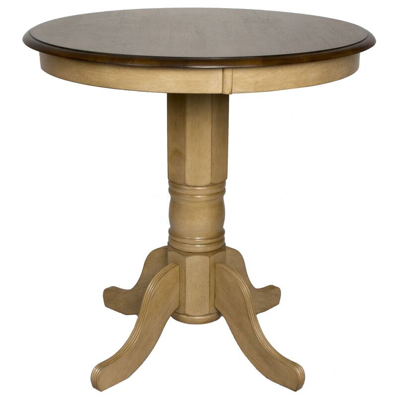 Distressed Two Tone Round Wooden Dining Table - 36" - Brown