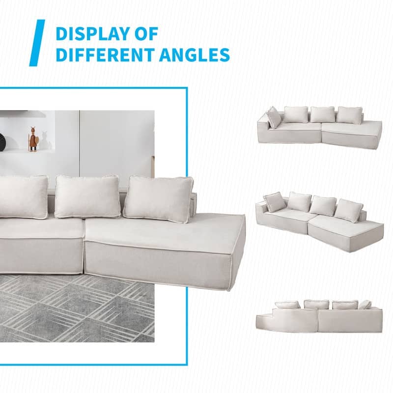 Mixoy 122" 2-Pieces Convertible Sectional Sofa,Oversized Sleeper Couch,Curved Modern Sofas for Living Room