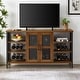 preview thumbnail 3 of 26, Hazelnut Brown Wine Bar Cabinet with Racks & Stemware Holder
