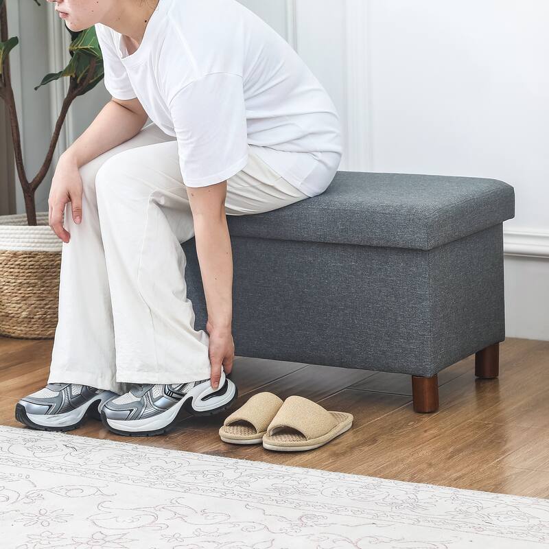 Adeco 30 Inches Storage Ottoman Bench for Living Room