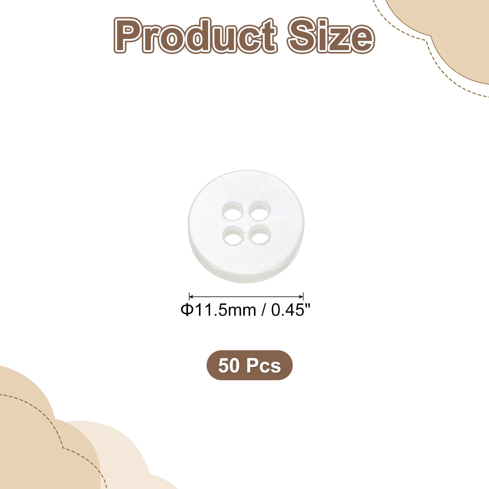 Natural Shell Buttons, Mother of Pearl Buttons Craft Button for Shirt Bag Sewing Crafts Decoration - White