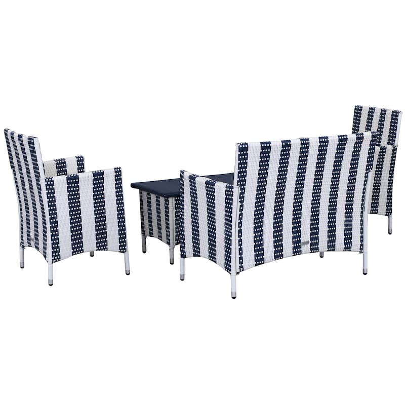 SAFAVIEH Outdoor Simka Brown/ Sand Patio Set (4-Piece) - 43W x 34D x 23H