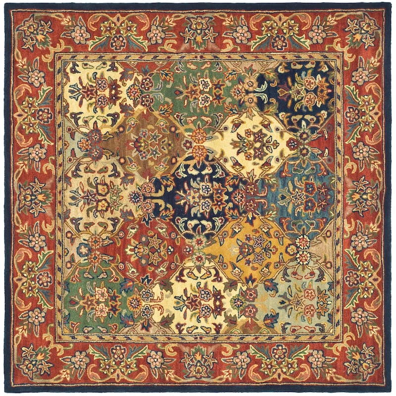 SAFAVIEH Handmade Heritage Reptilian Traditional Oriental Wool Rug - 6' Square - Multi/Burgundy