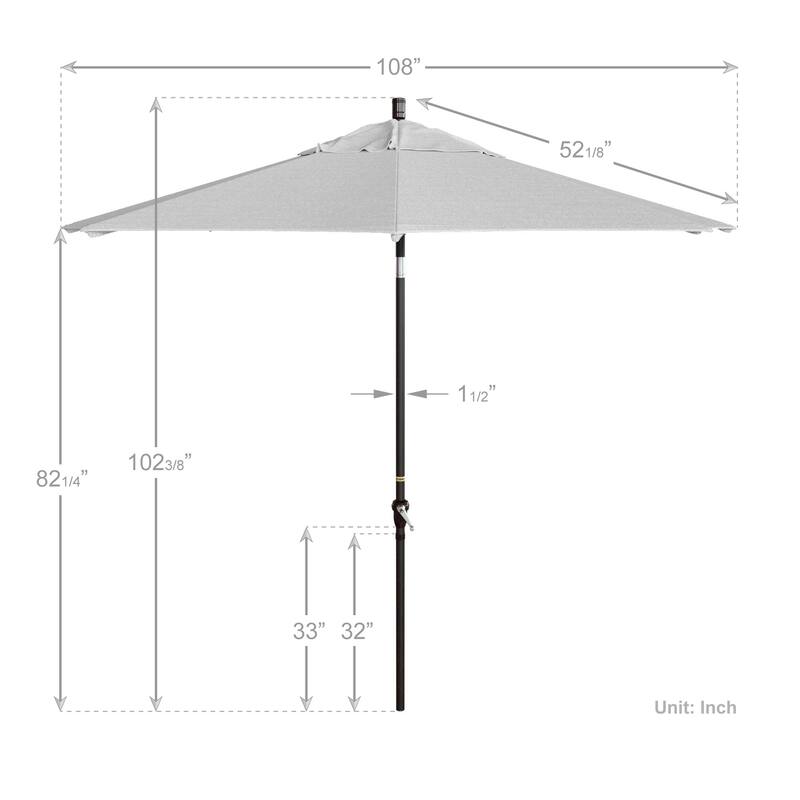California Umbrella 9' Sunset Series Patio Umbrella Bronze Aluminum Frame and Ribs, Crank Lift Auto Tilt, Olefin Royal Blue