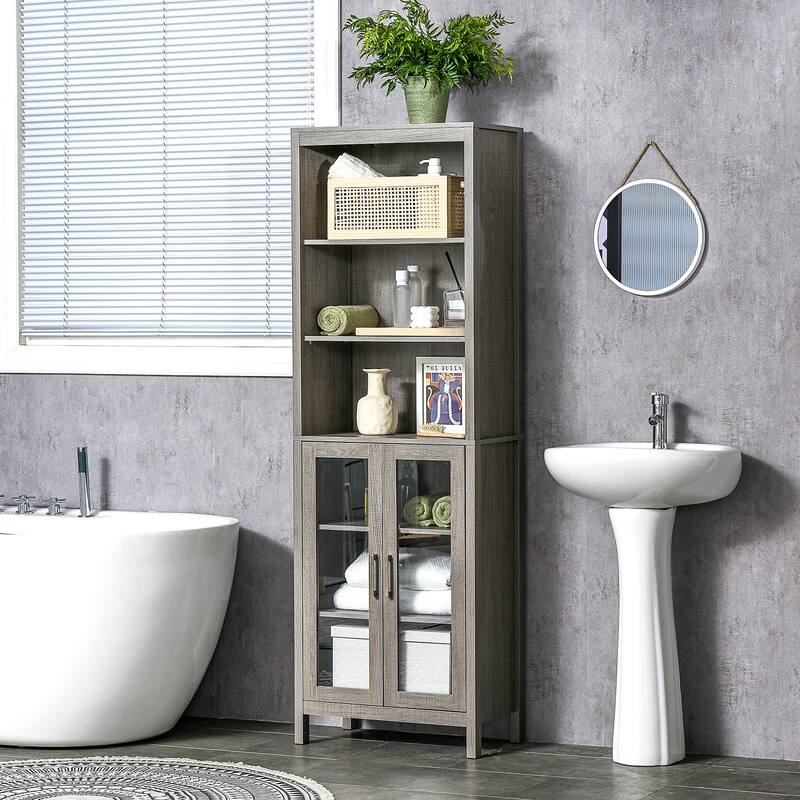 Kleankin Tall Bathroom Storage Cabinet With 3 Tier Shelf