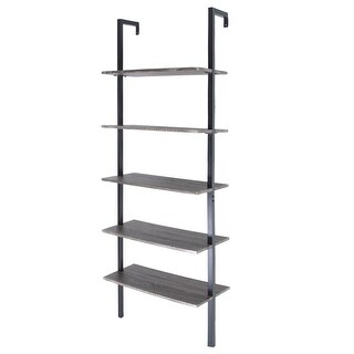 Zenvida 5 Shelf Modern Bookcase Wall Mount 72 Ladder Bookshelf Industrial Metal Frame Open Shelves For Home Office Rustic Grey Ibt Shop Bookshelf,wall decor,bookcase,wall bookshelf,modern bookcase,handmade furniture, bookshelf,wall decor,bookcase,wall bookshelf,modern bookcase featuring multiple racks and a smooth top, the product can be used for storing trophies, books and keeping vases, teddy bears or. international business times