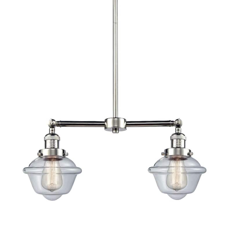 Innovations Lighting Small Oxford 2 Light 24" Wide Linear Chandelier - Polished Nickel / Clear