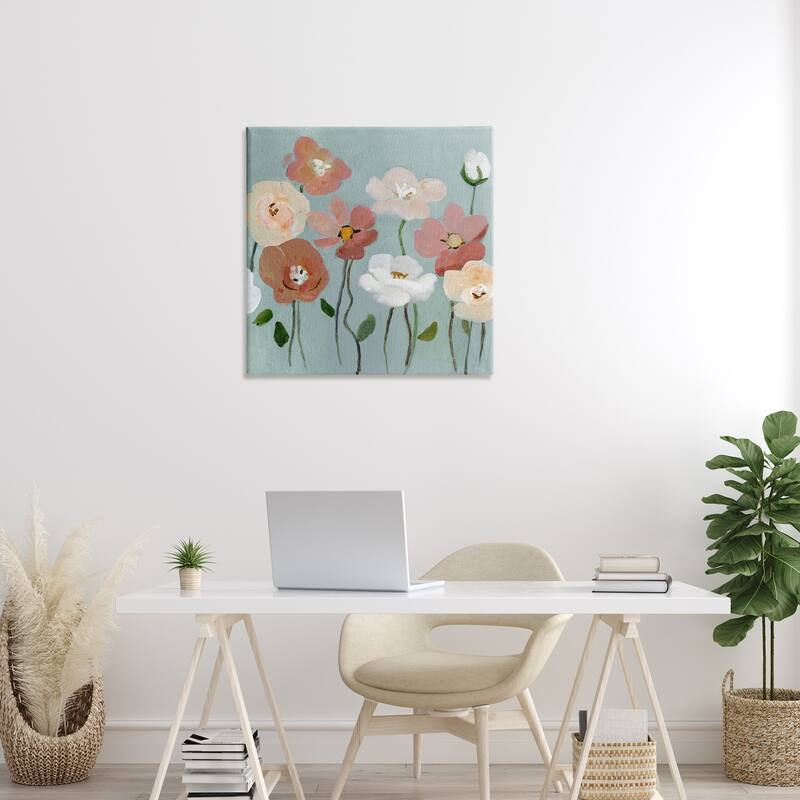 Stupell Boho Blooms on Blue Canvas Wall Art Design By Charity Henderson