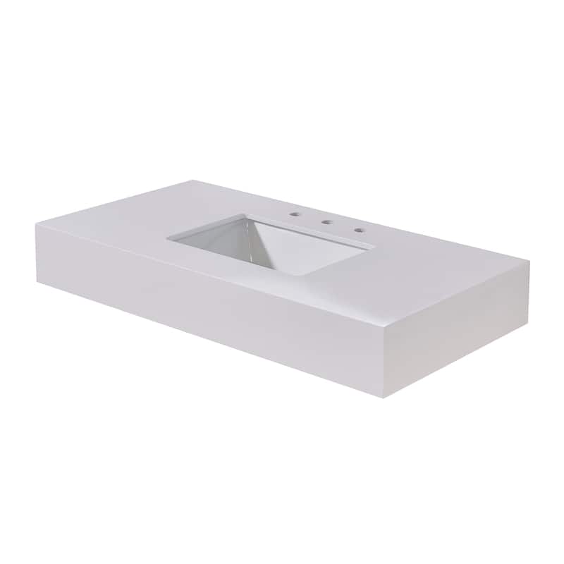 Altair Edolo Bathroom Vanity Countertop in Snow White Apron Finish Without Vanity