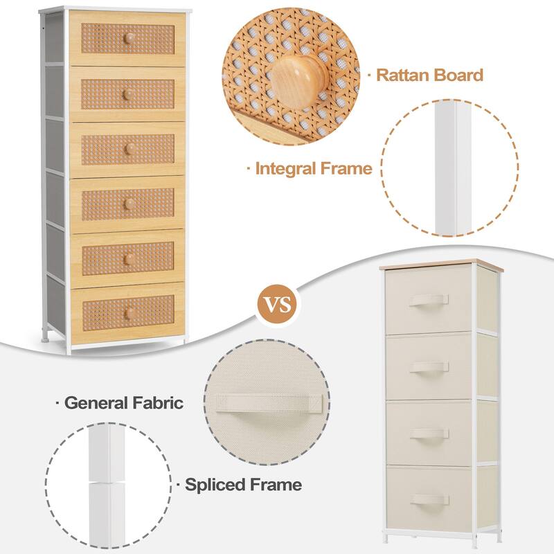 Crestlive Products 6 Drawers Vertical Dresser Storage Tower with Wood Top
