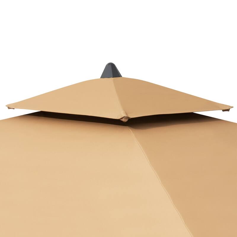 10 x 6.5 FT Rectangular Double Top Patio Market Umbrella with Black Base Weight Stand