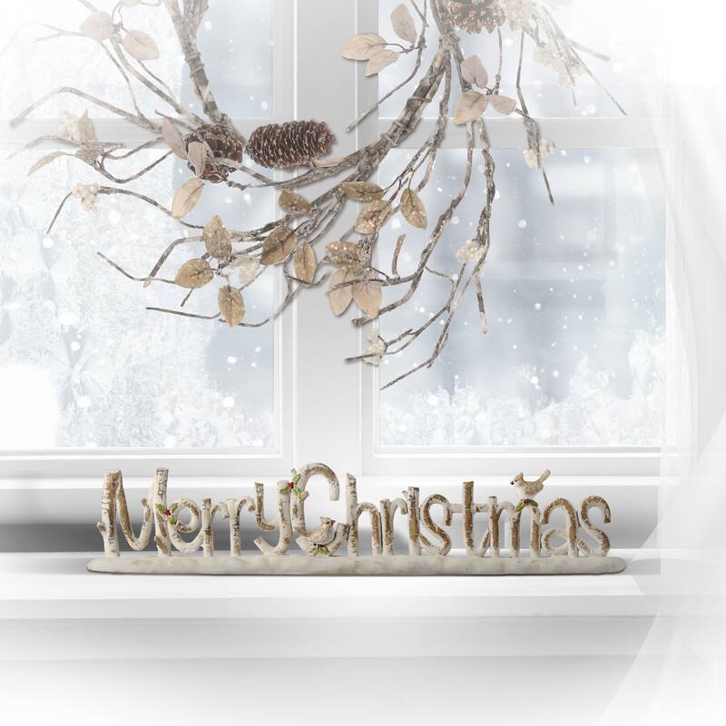16" Resin 'Merry Christmas' Winter Plaque