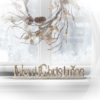 16" Resin 'Merry Christmas' Winter Plaque