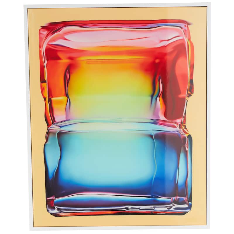 Canvas Abstract Cube Framed Wall Art with White Frame - Multi Colored - Roche River Decor