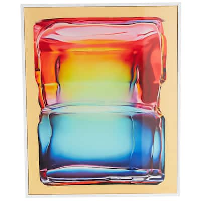 Canvas Abstract Cube Framed Wall Art with White Frame - Multi Colored - Roche River Decor